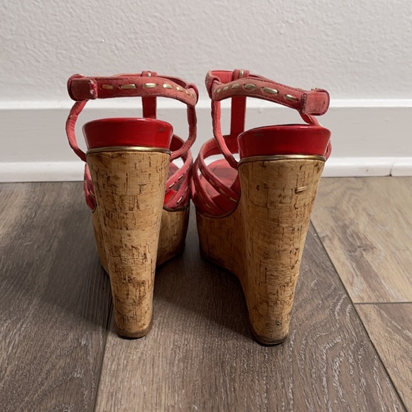 Christian Dior wedges size 8 coral - Picture 4 of 10